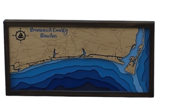 BRUNSWICK COUNTY BEACHES –Bathymetric Wood Map