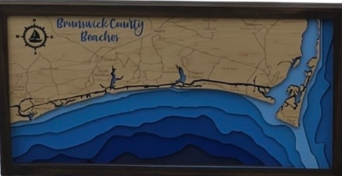 BRUNSWICK COUNTY BEACHES –Bathymetric Wood Map