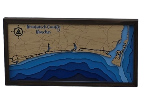 BRUNSWICK COUNTY BEACHES –Bathymetric Wood Map