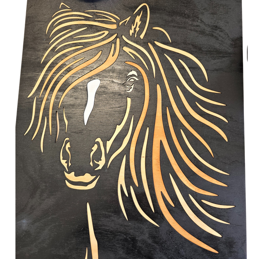 50-Piece Hand-Stained Horse Wall Art – Scroll Saw Design